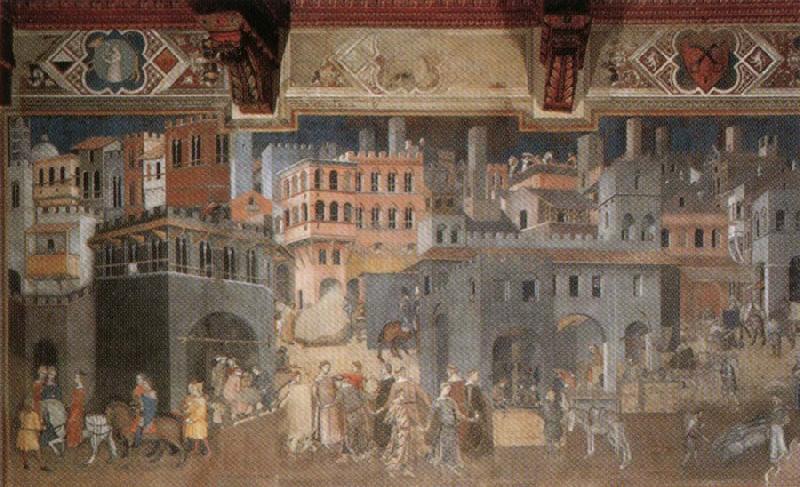 Ambrogio Lorenzetti Effects of Good Government in the City Spain oil painting art